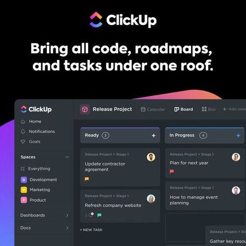 ClickUp ad - Bring tasks under one roof