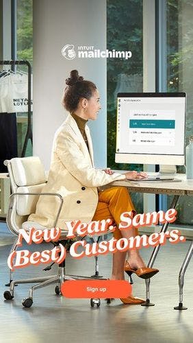 Mailchimp new year ad promoting email automation