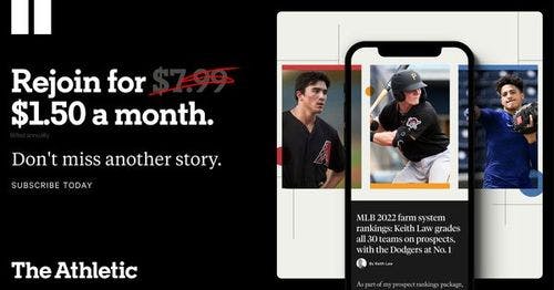 The Athletic ad for a monthly subscription