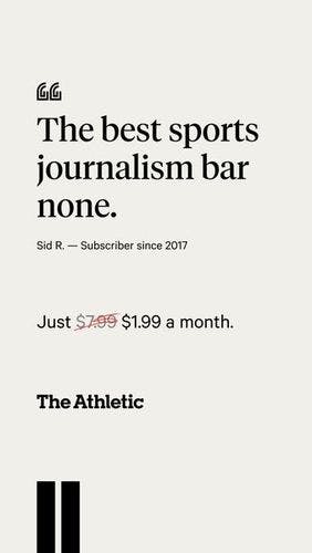 The Athletic ad for new monthly subscriptions